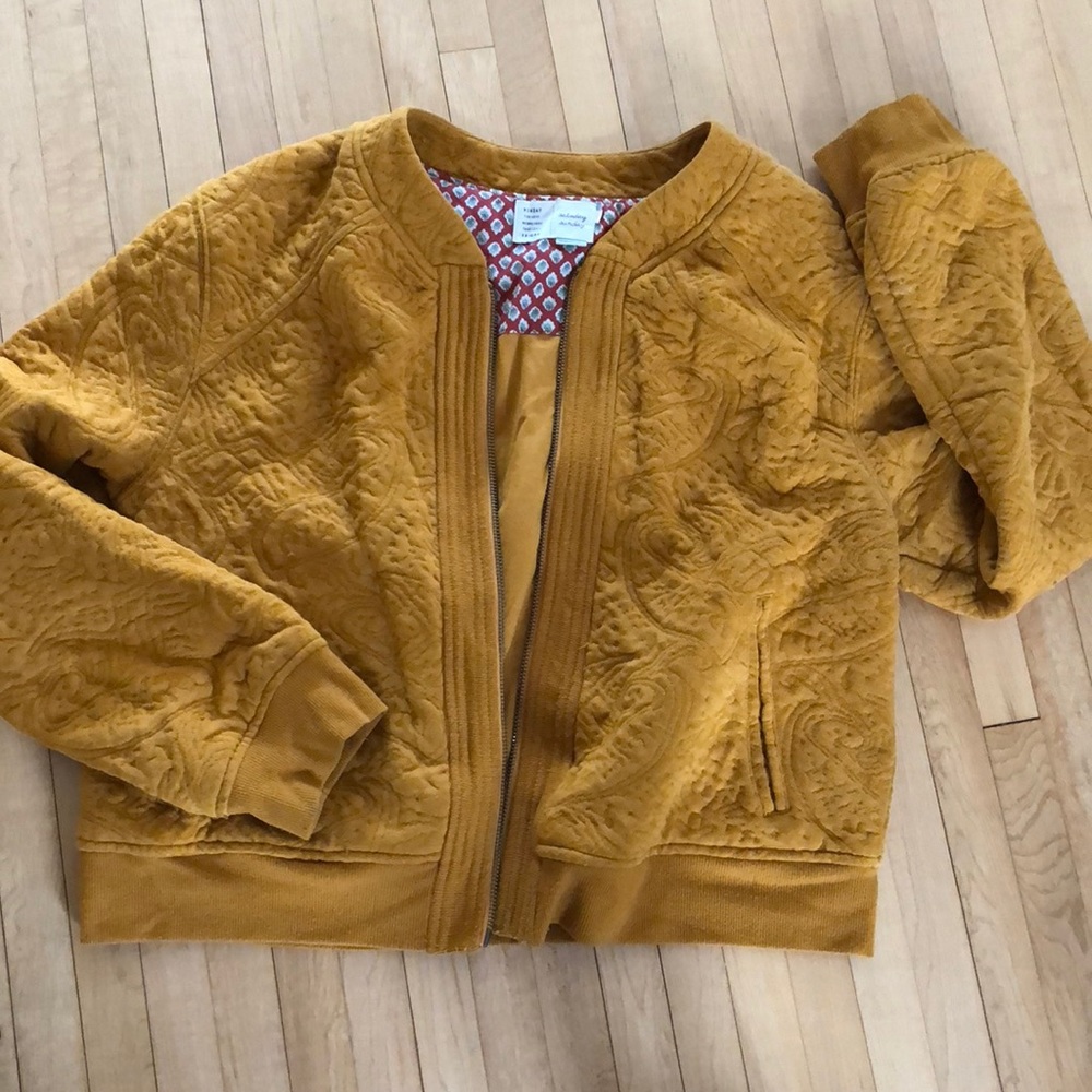 Anthropologie Spring Jacket Cardigan Mustard Zip